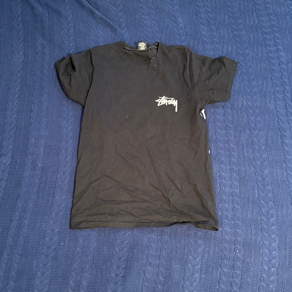 Stussy Black Tee with White Logo